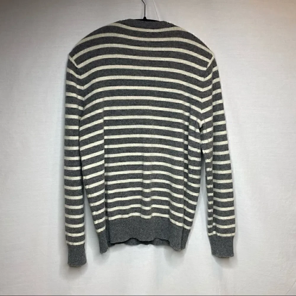 J. Crew Factory gray and white striped lambs wool sweater size L